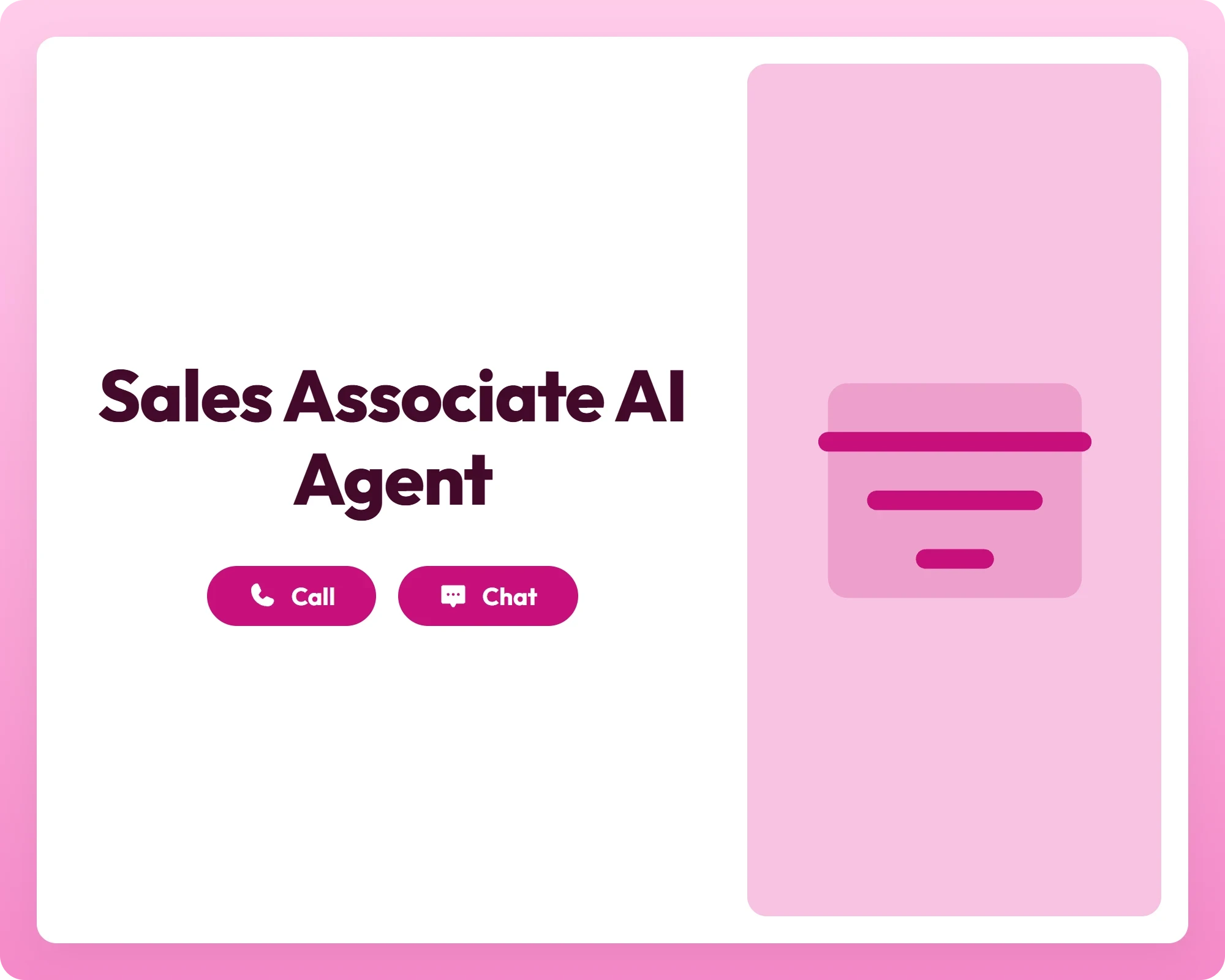 sales associate ai agent supports call and chat with a funnel icon for lead filtering