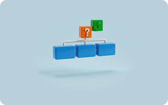 3D semantic site architecture diagram with blocks and icons, illustrating logical content organization for AI crawlers.