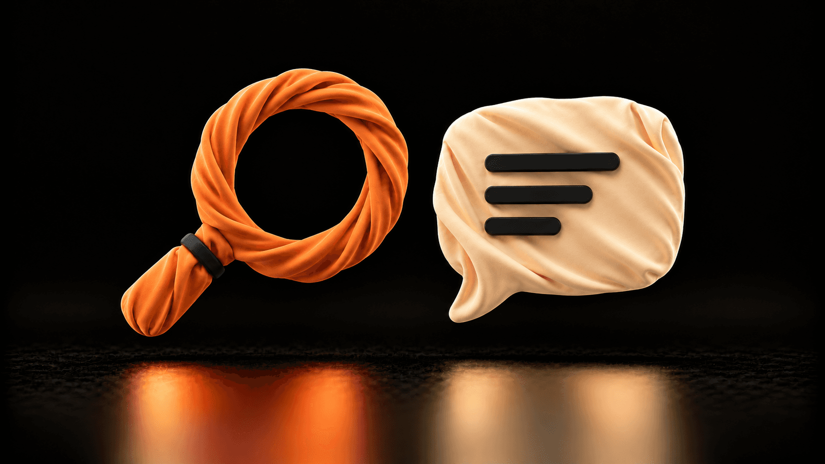 A cloth magnifying glass beside a separate speech bubble, representing review of recognised words