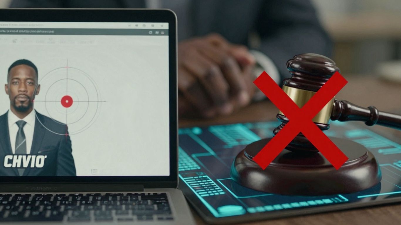 Political ad targeting and platform ban symbol.