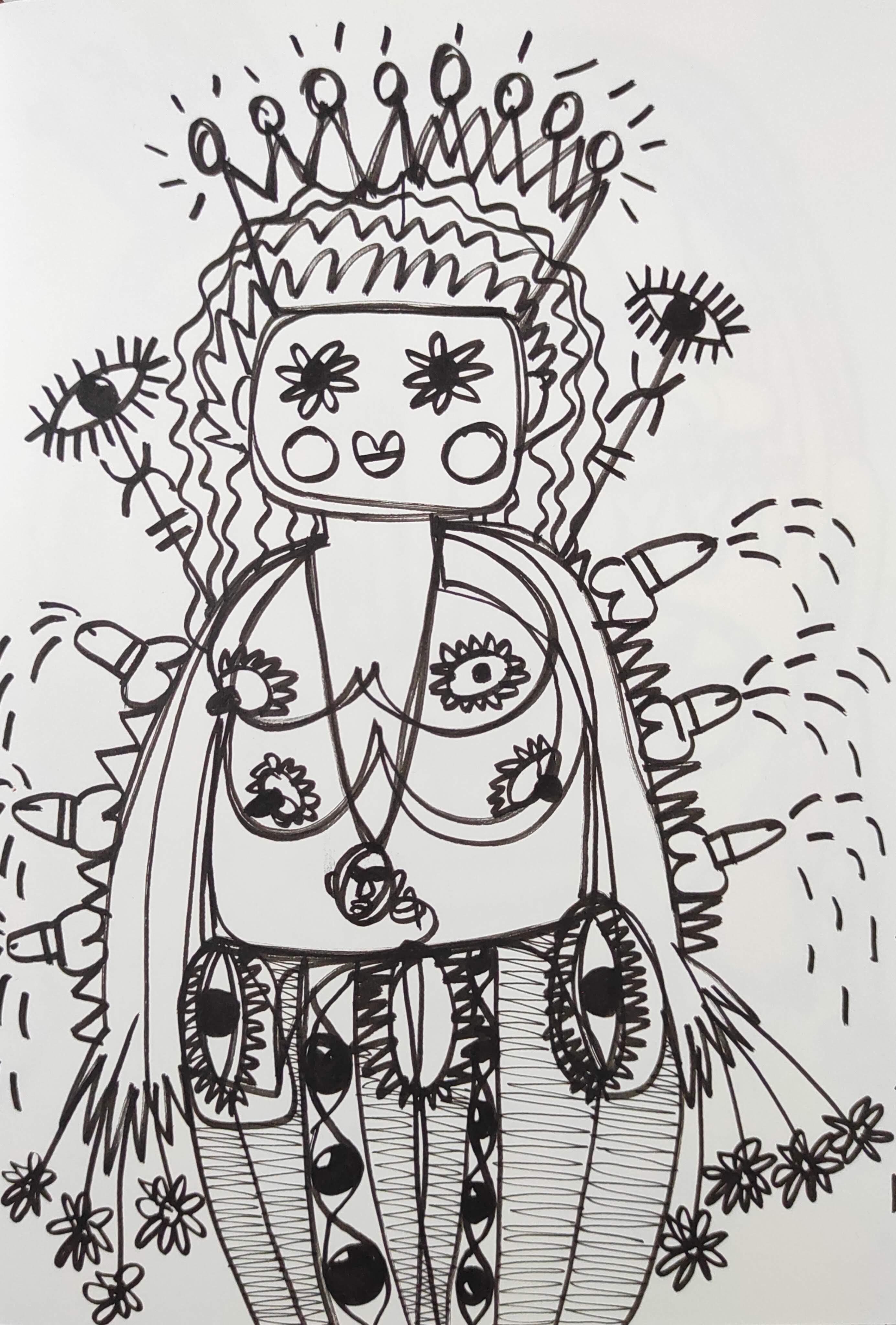 herd of sheep on road painting