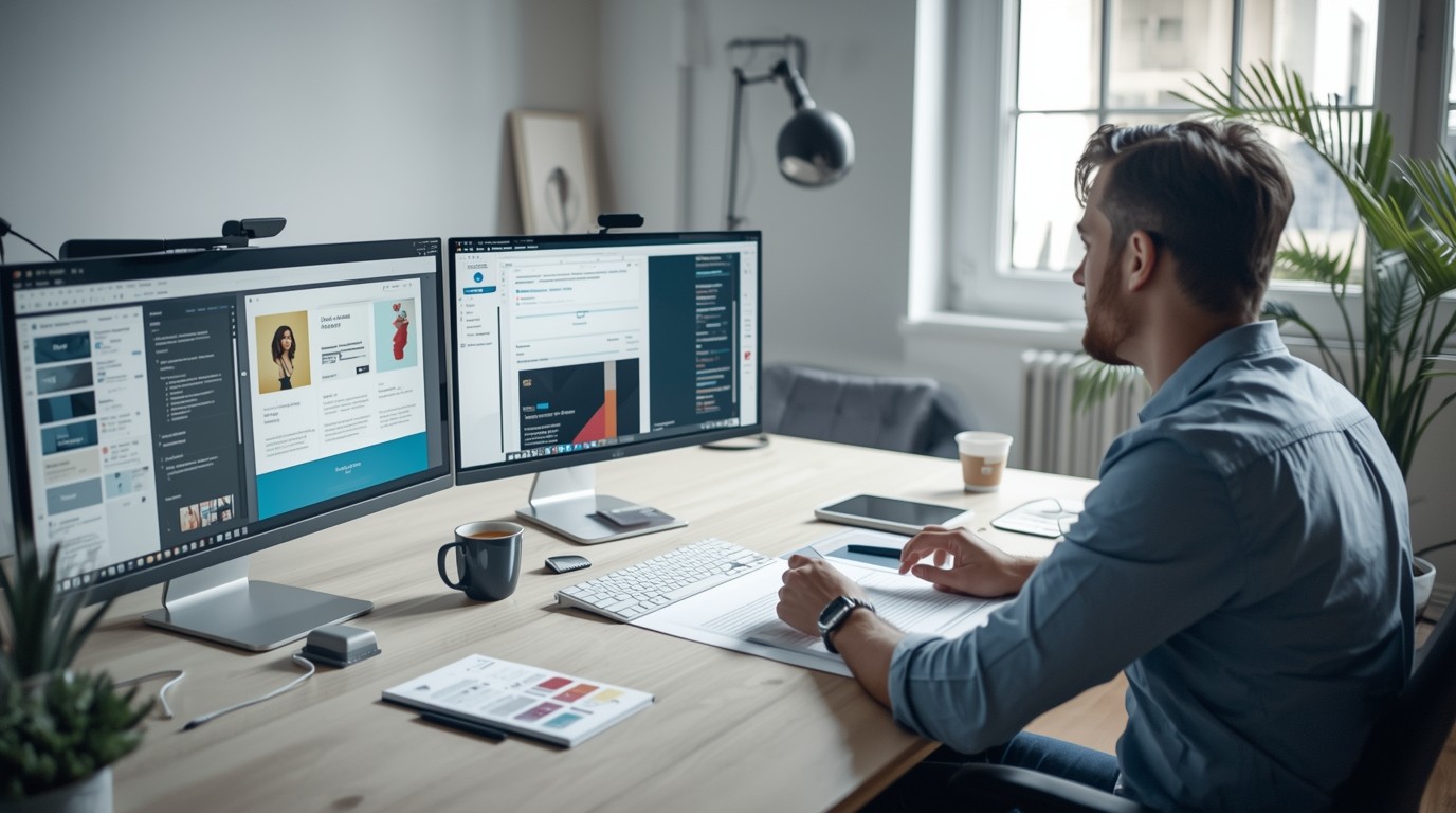 designer qui travaille sur un site 