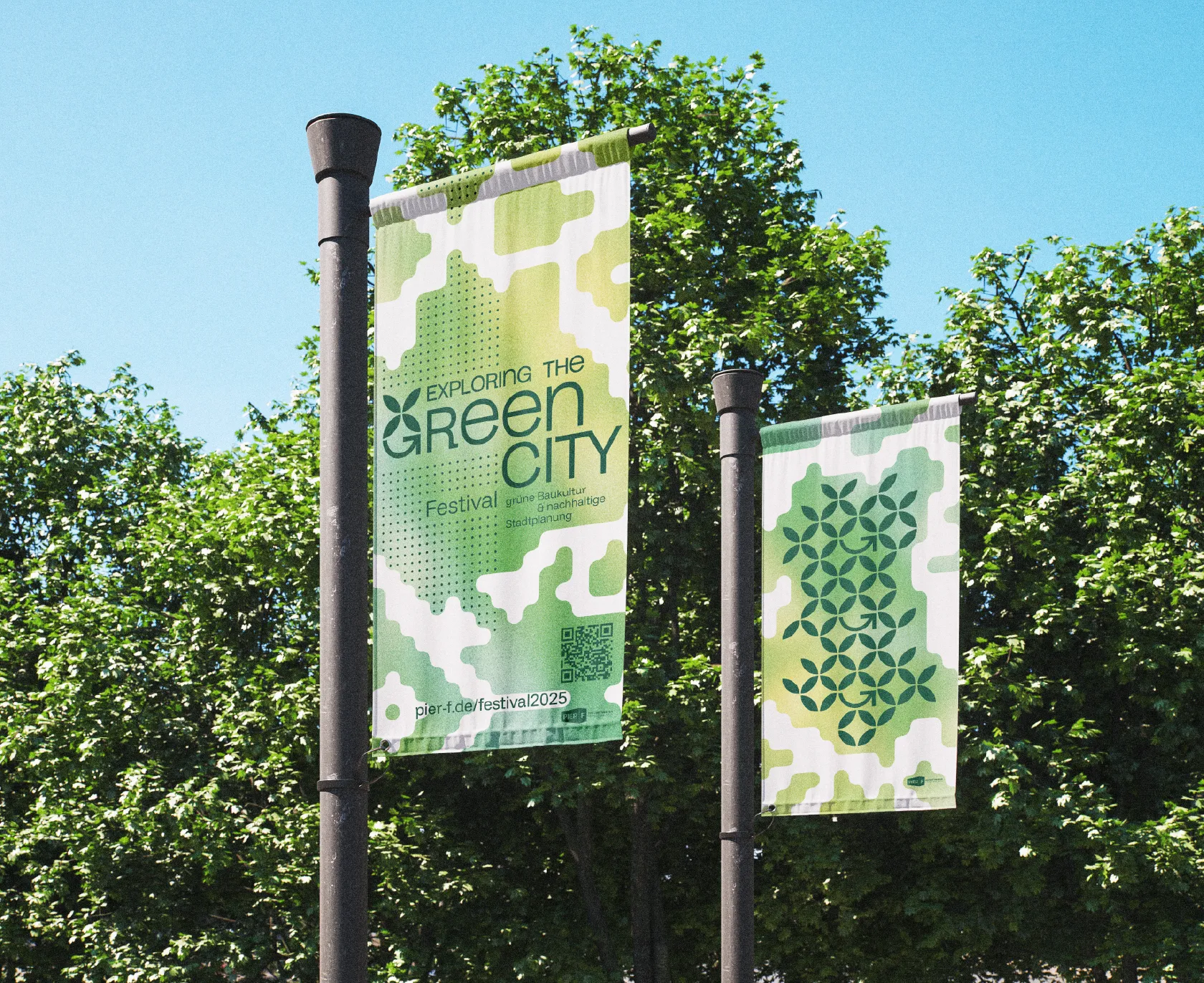 Fahnengestaltung für nachhaltiges Stadtentwicklungsfestival in Frankfurt