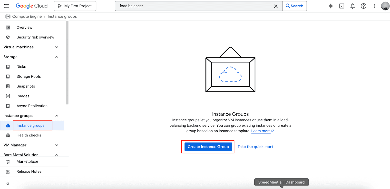 Google Cloud Console instance group configuration for load balancer backends