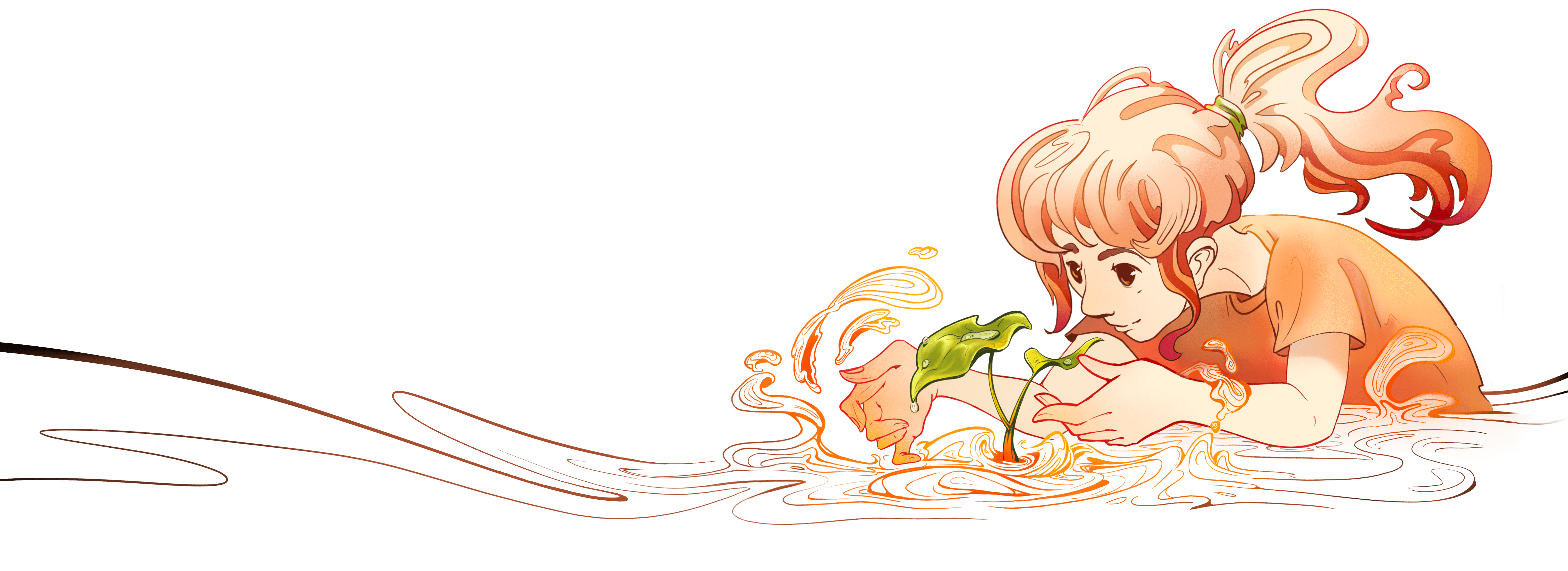 Junge Frau, die sich um eine wachsende junge Pflanze kümmert und ihre Hände danach behutsam ausstreckt