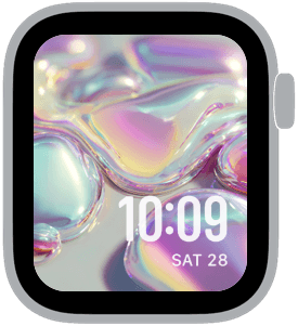liquid chrome pastels Apple Watch face preview 1 featuring abstract, gradient, and spring.