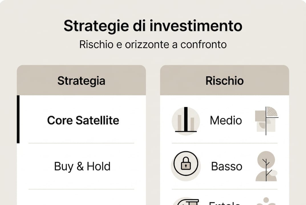 Infografica: confronto tra le principali strategie di investimento e i relativi livelli di rischio