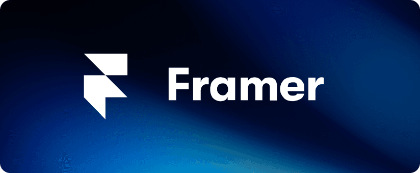 Nocode website builder: Framer’s logo in a black and blue background