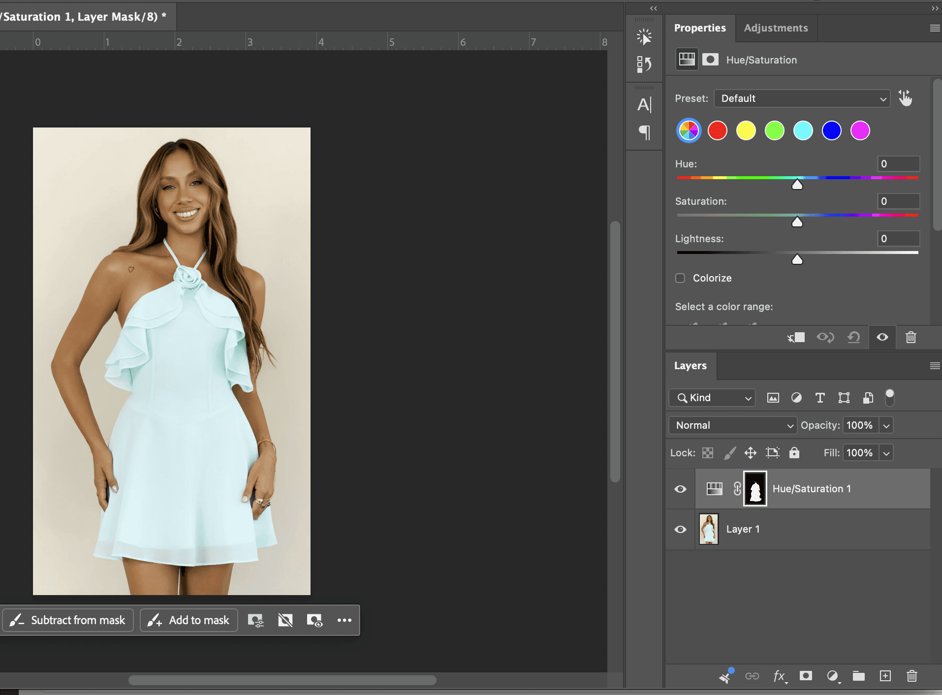 hue adjustment recolor photoshop layer