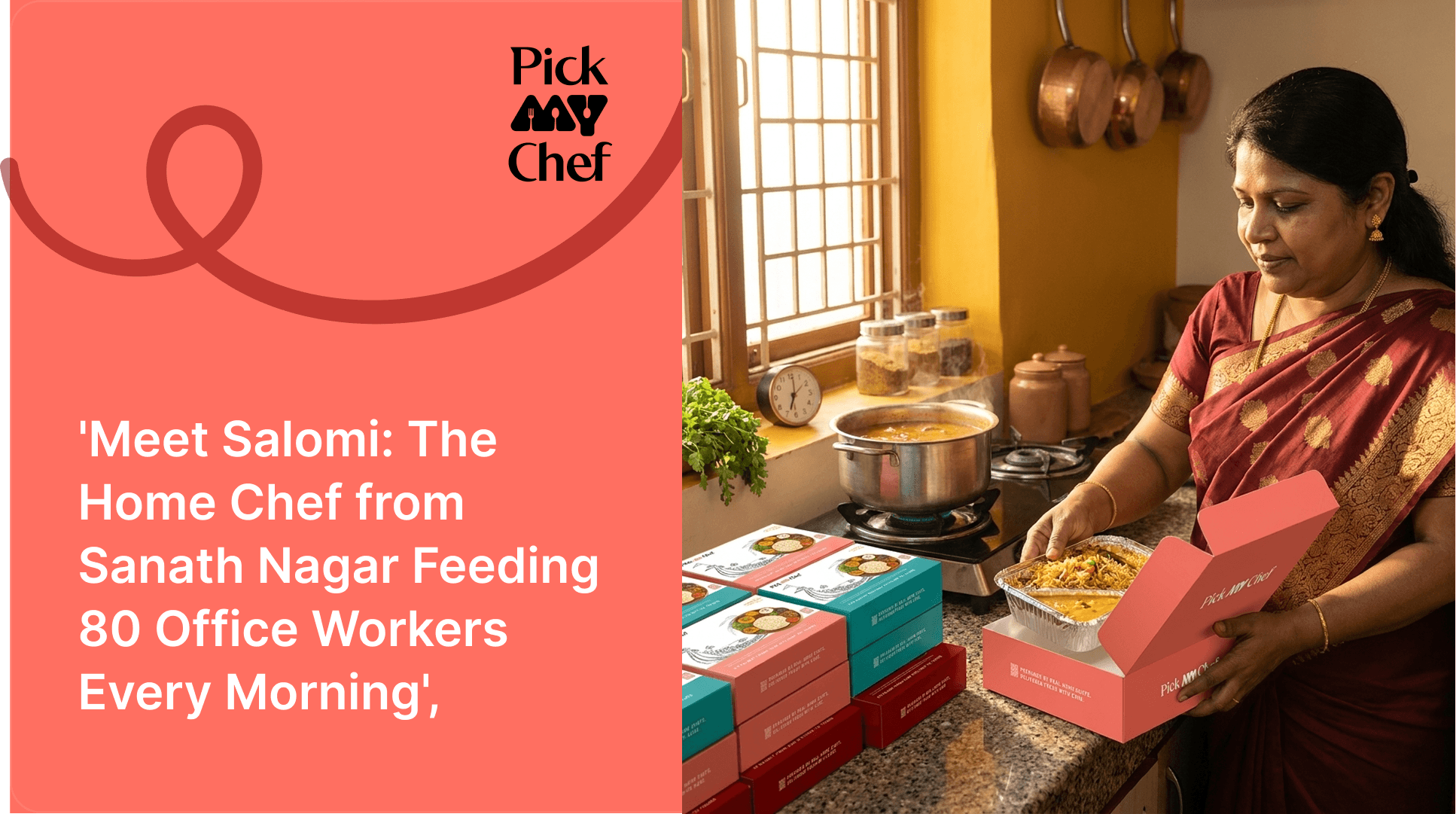 Fresh home-cooked lunch box delivered to an office in Hyderabad by a Pick My Chef home chef