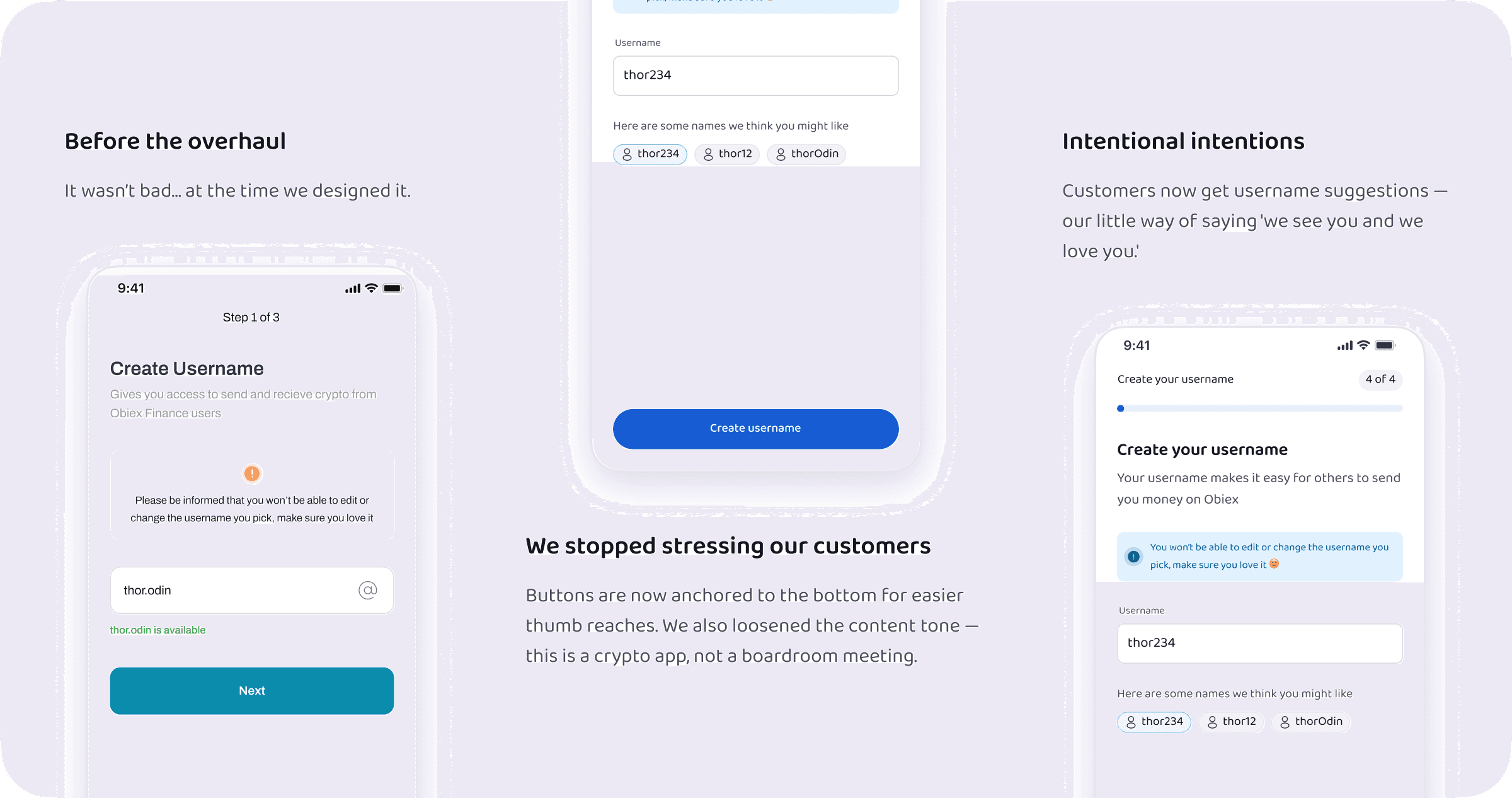 Before screen from the Obiex mobile app redesign comparison.