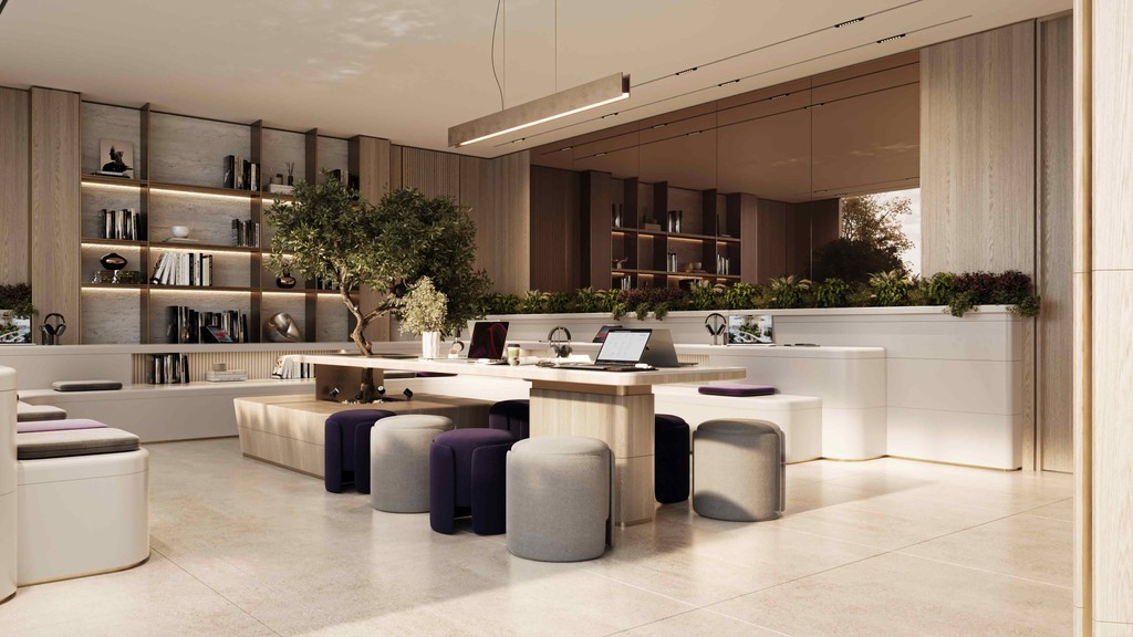 Elegant lobby of Le Blanc by Imtiaz, featuring a generous reception area designed with modern aesthetics and comfort.