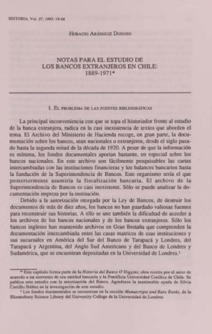 Notas para el estudio de los bancos extranjeros en Chile: 1889-1971