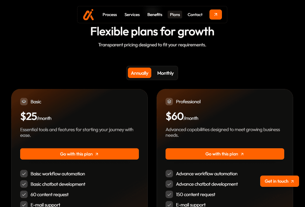 Captura de pantalla de la página web Luma