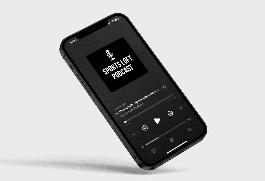 Picture of a phone playing a podcast