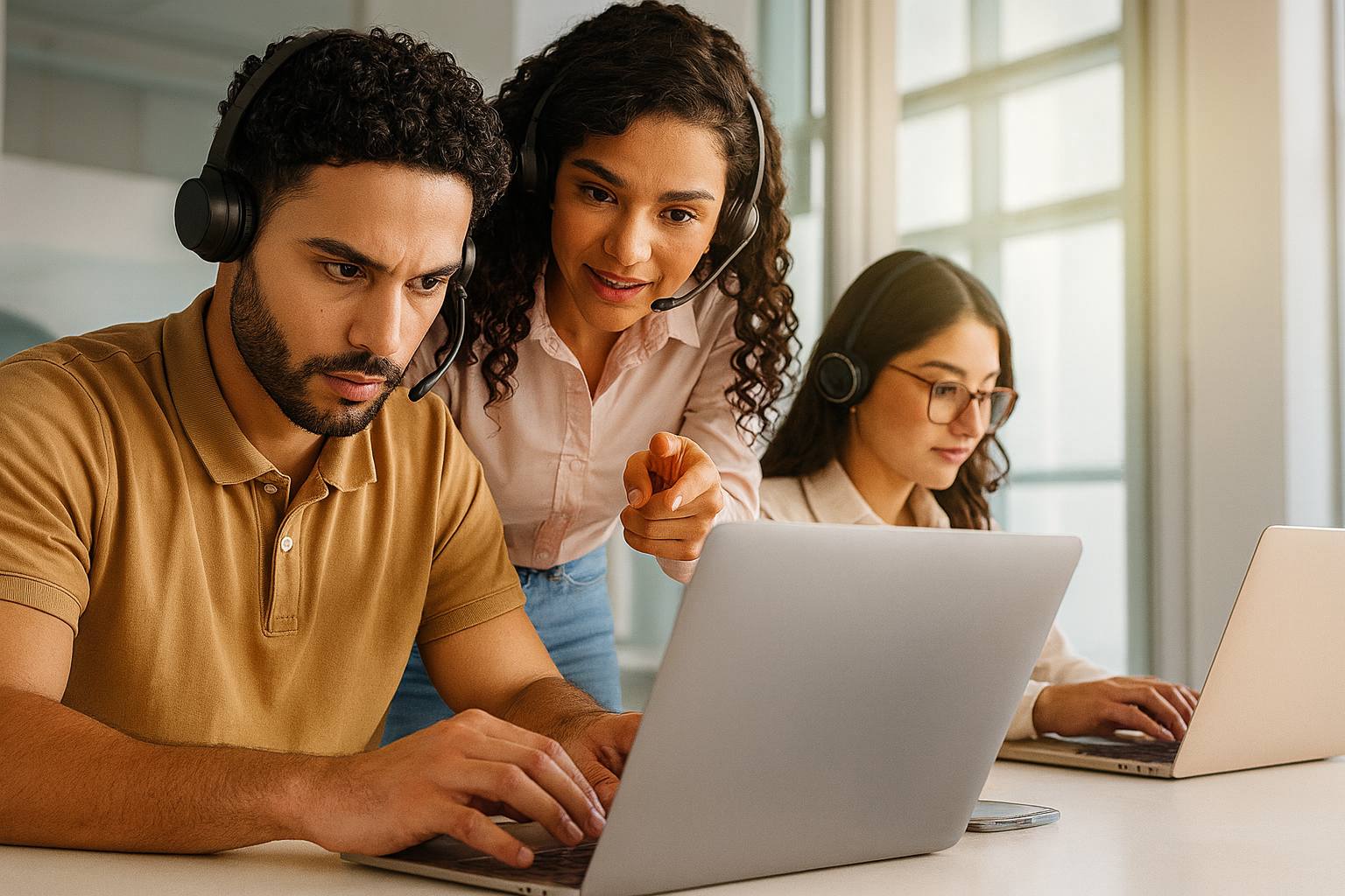 téléopérateurs support client assistance centre d’appel casques audio