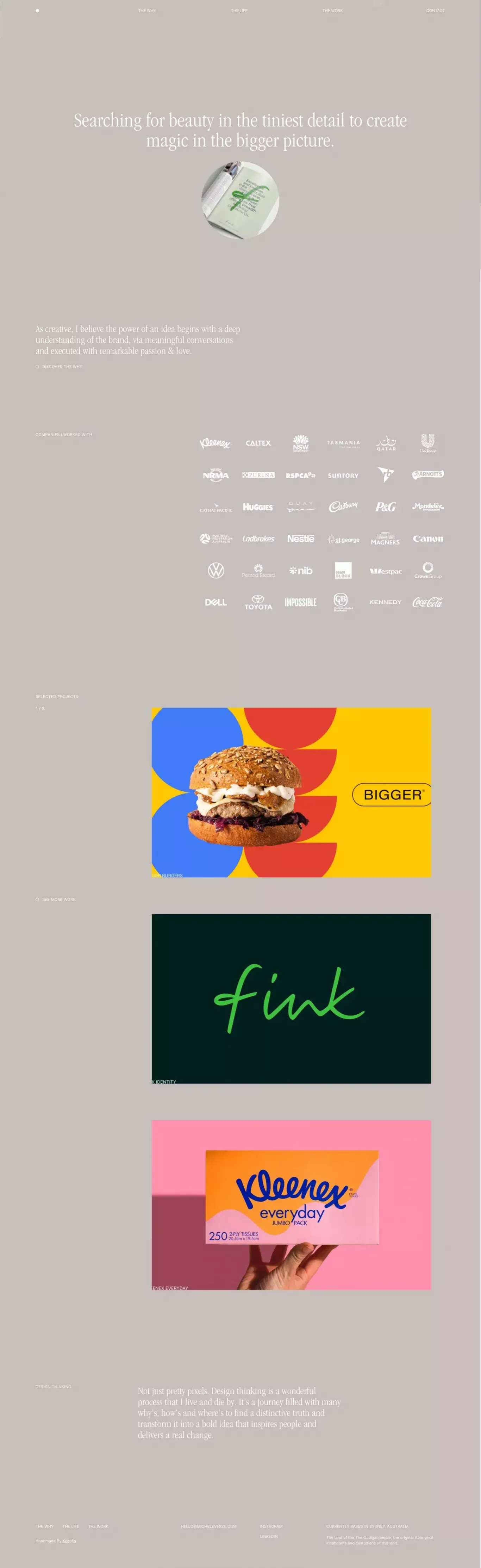 Michele Verze - Creative Director specia portfolio page screenshot showcasing Design and Tech design
