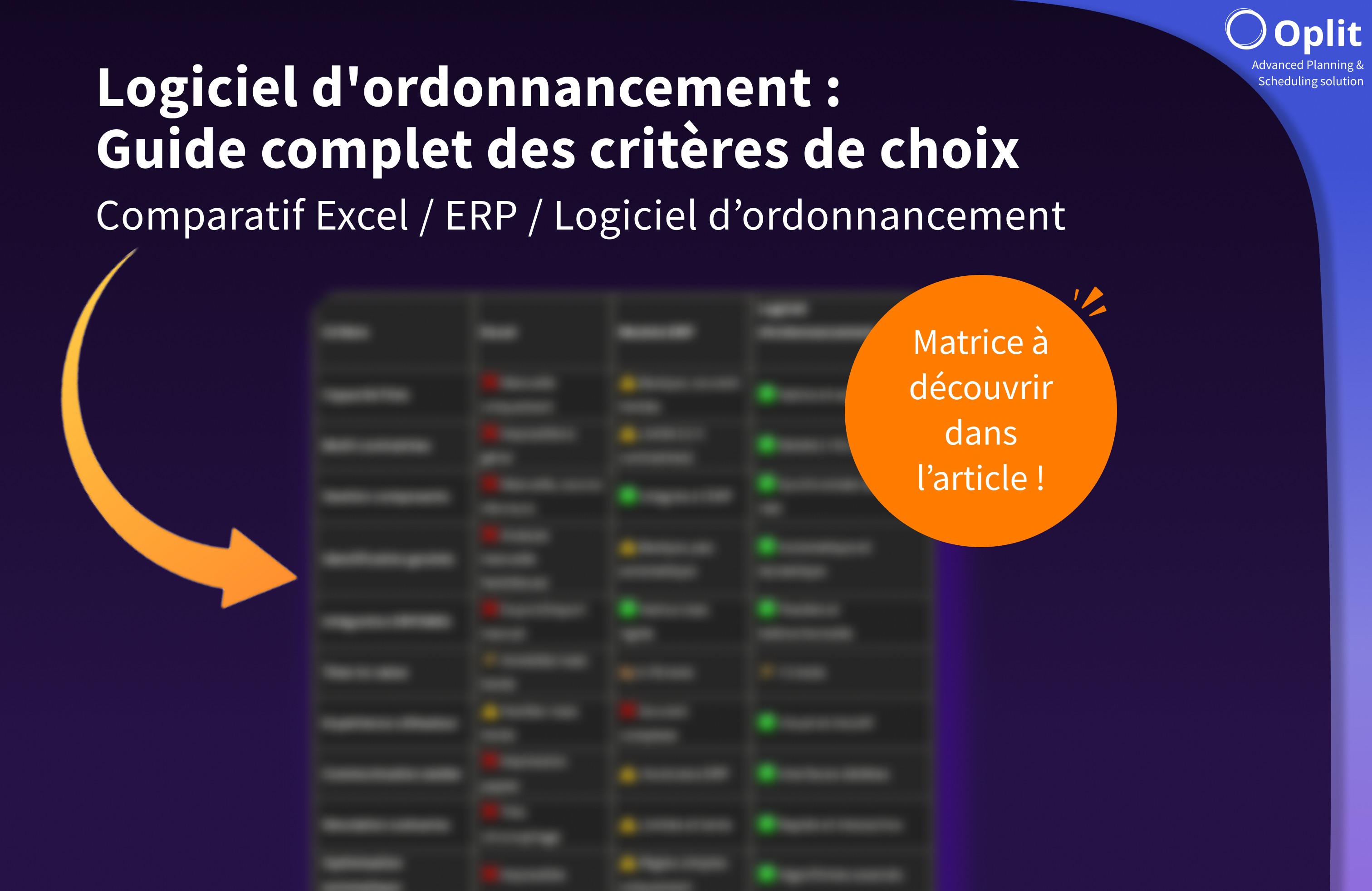 Matrice comparative des logiciels d'ordonnancement : Excel vs ERP vs APS pour l'optimisation de production industrielle