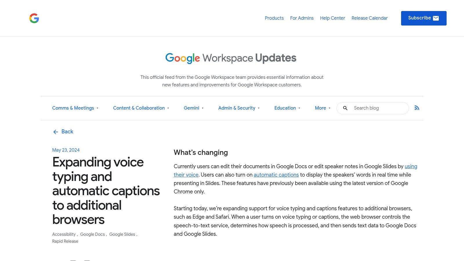 Google Docs (Voice Typing)