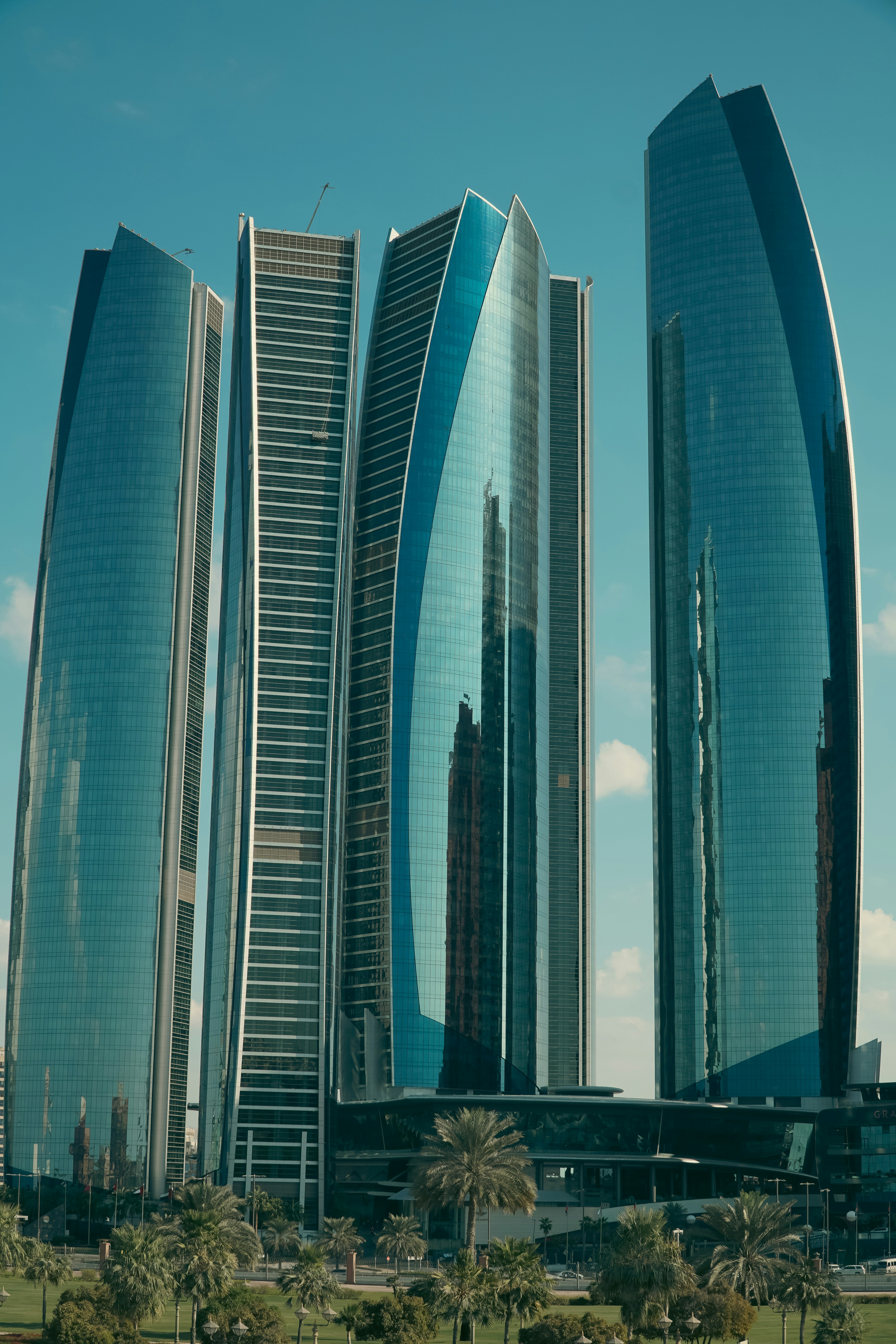 A group of tall buildings sitting next to each other
