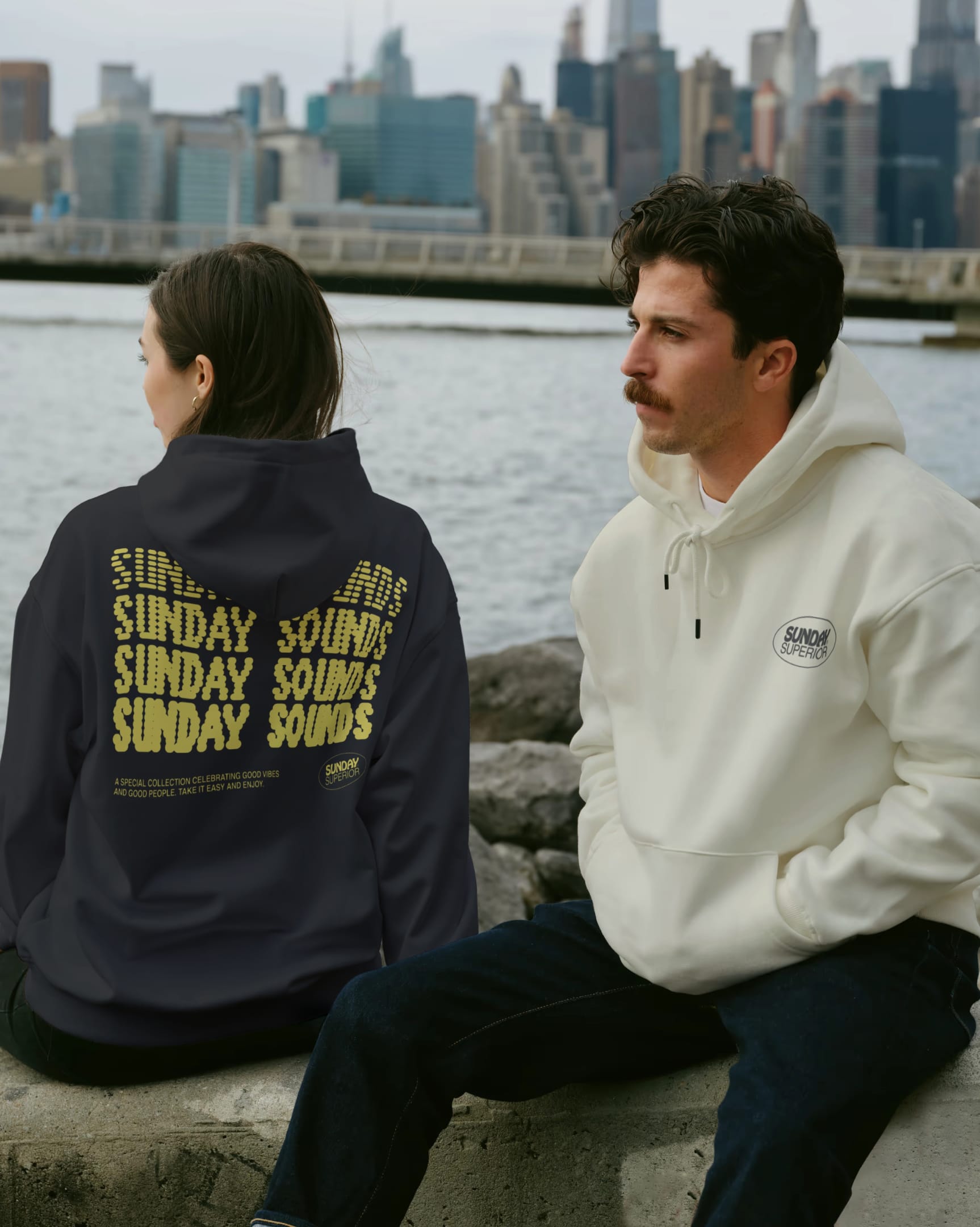 Male and female wearing Sunday Superior apparel