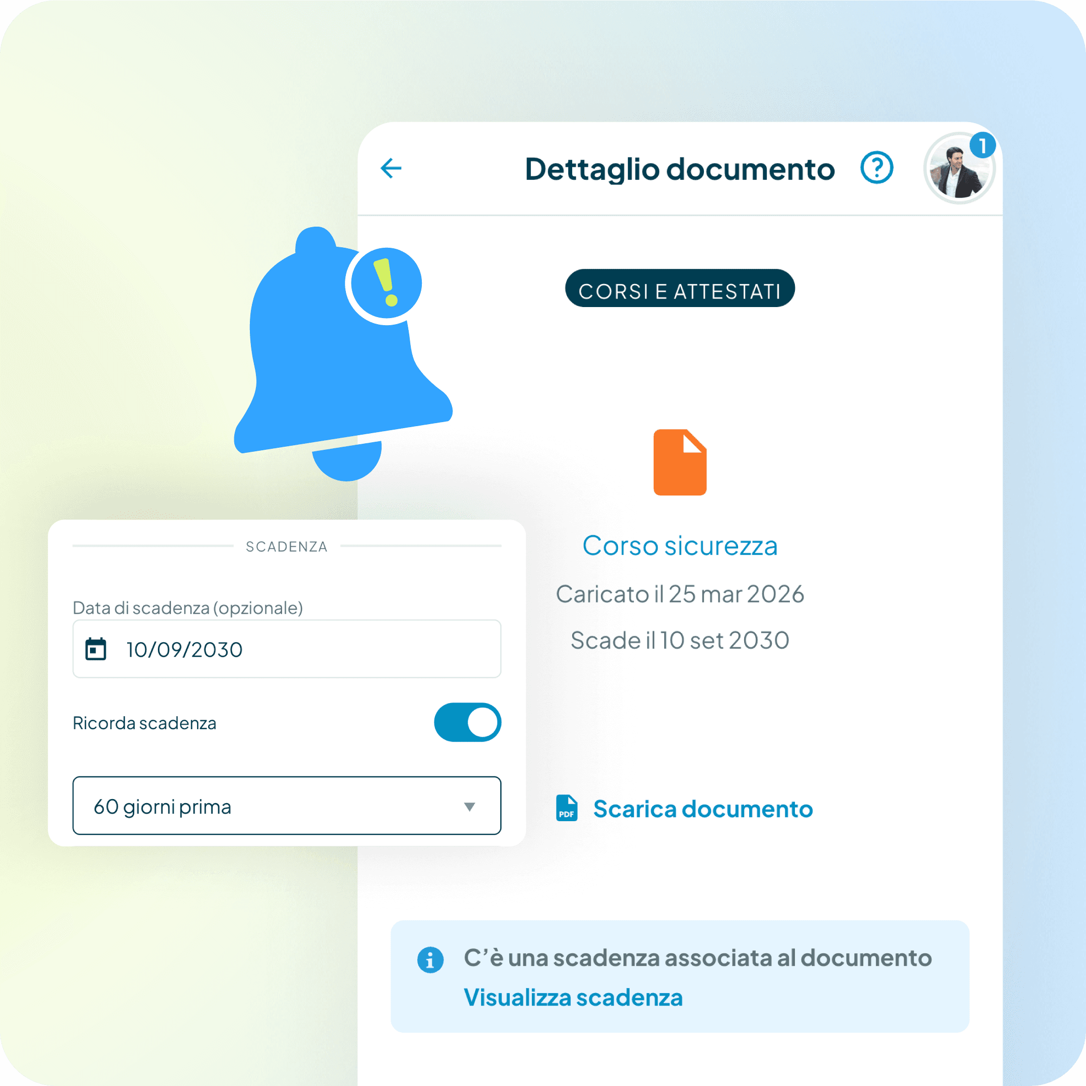 Con Fluida puoi inserire una scadenza specifica per ogni documento caricato