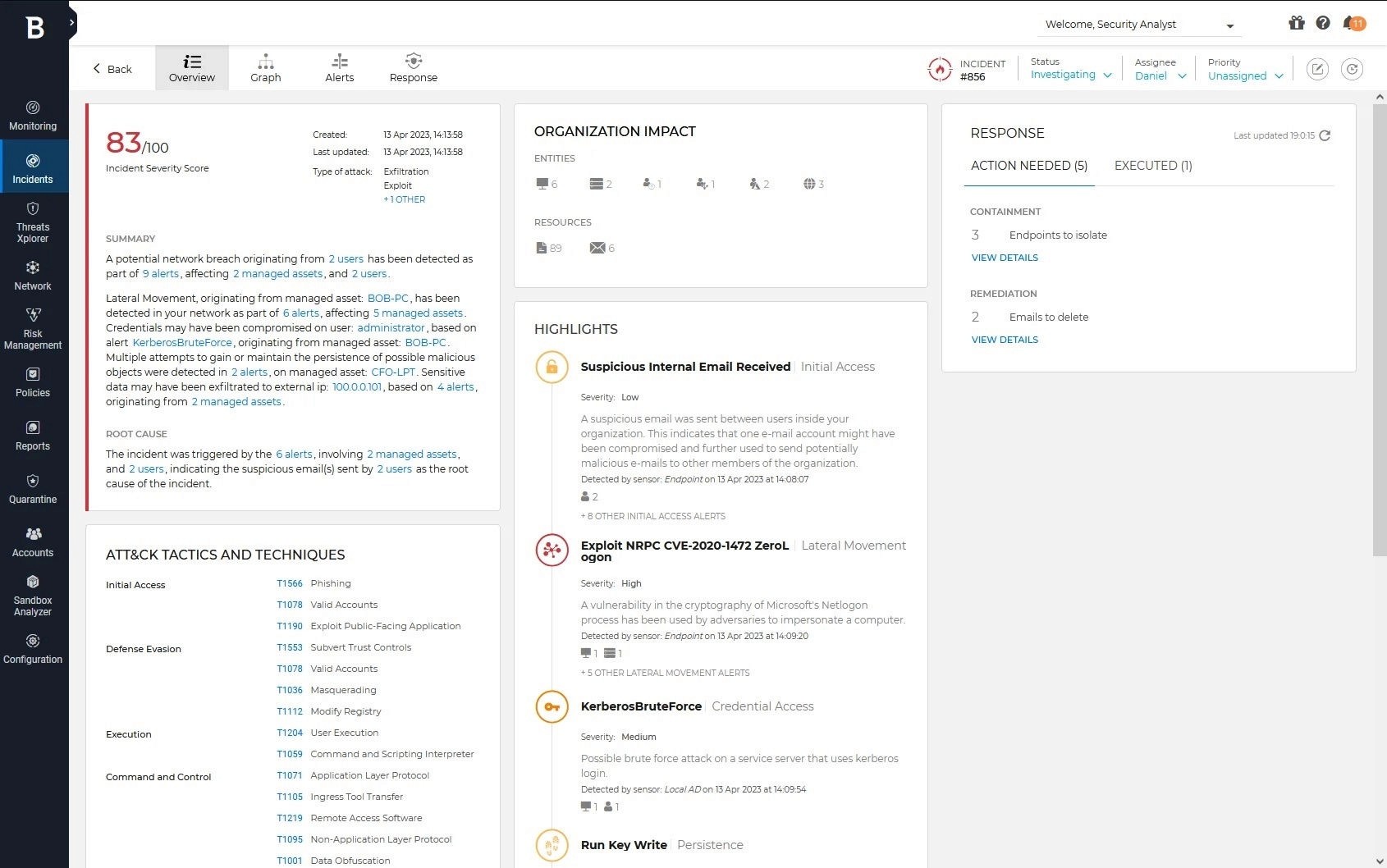 Threat investigation view in GravityZone
