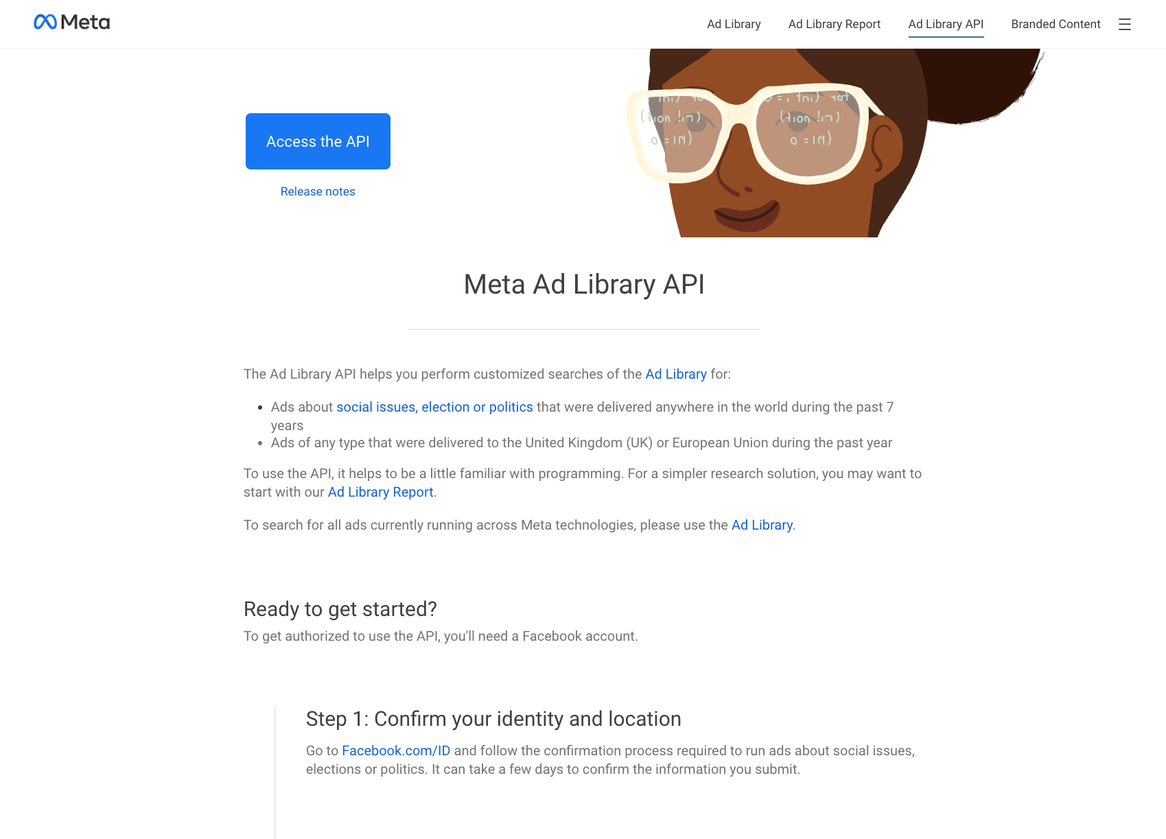 meta ad library api page
