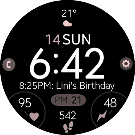 digital pastel watch face for Wear OS smartwatch