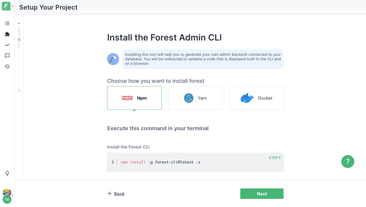 Forest Admin CLI installation step