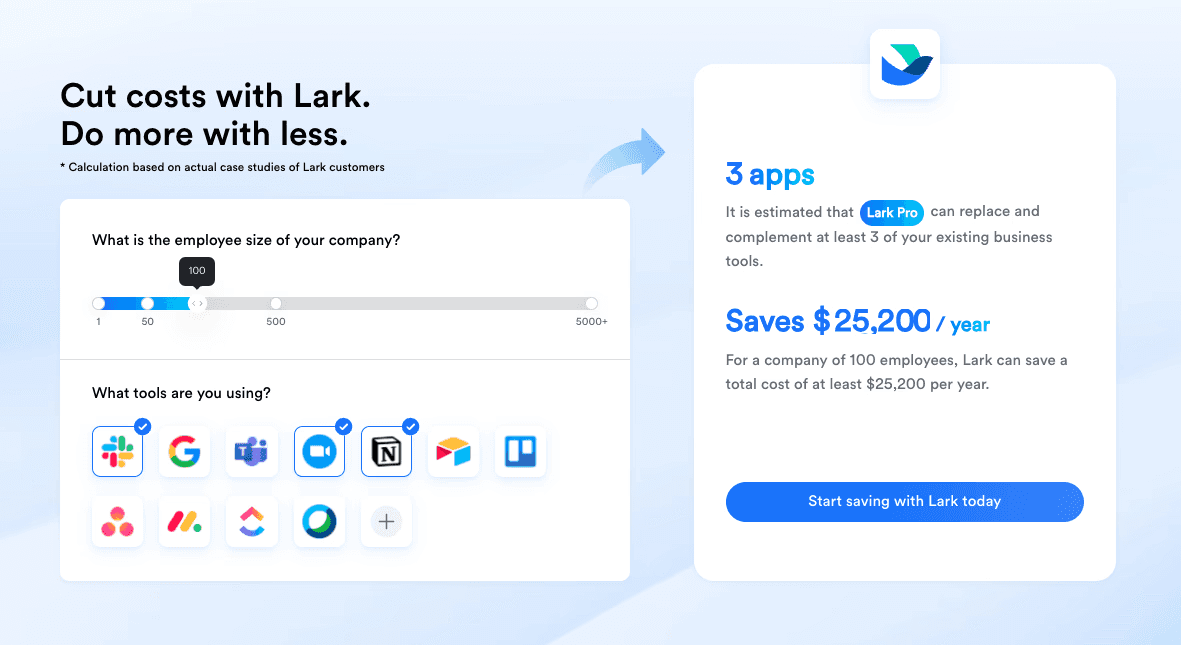 Lark’s Savings Calculator
