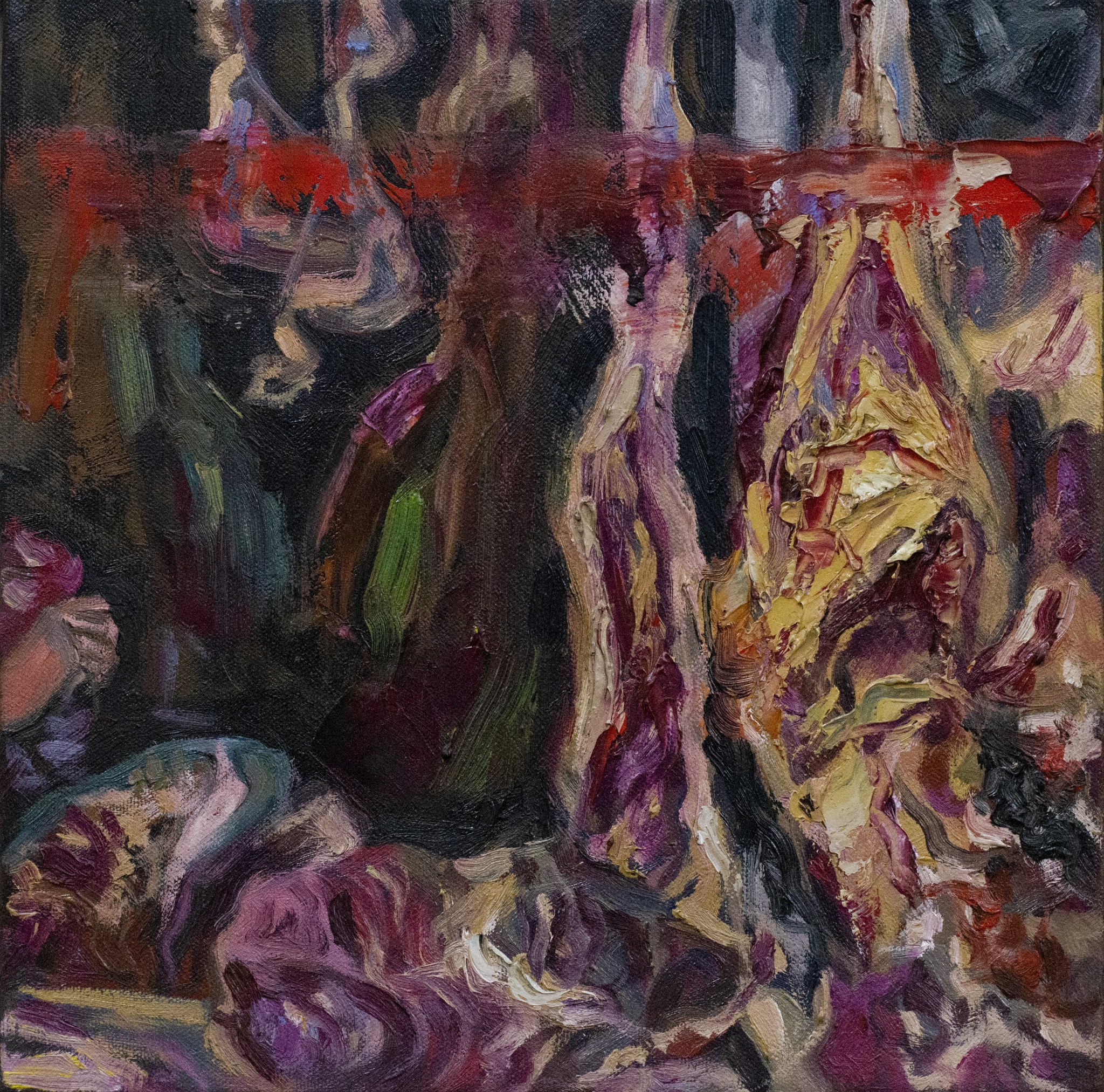 red and white abstract painting