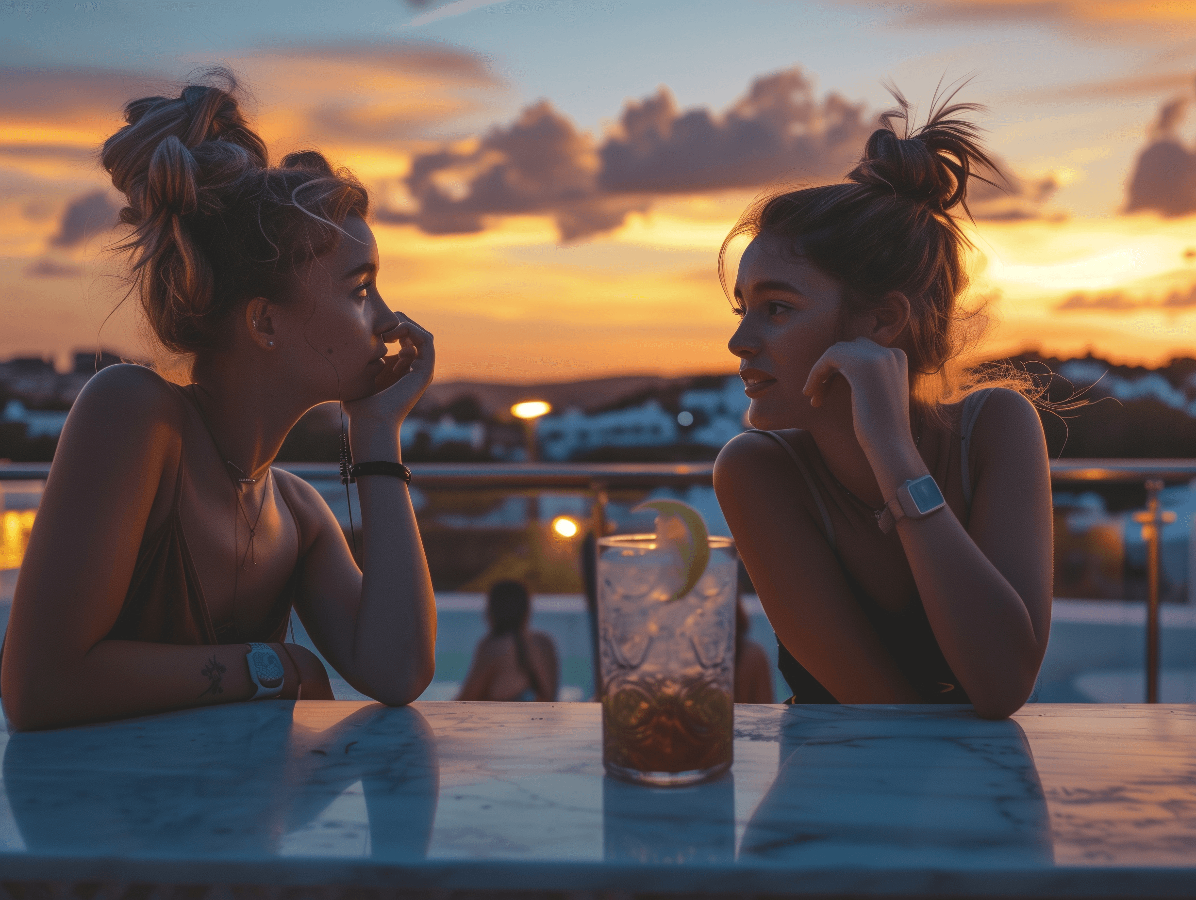 Two Women Discussing Menopause Over a Drink