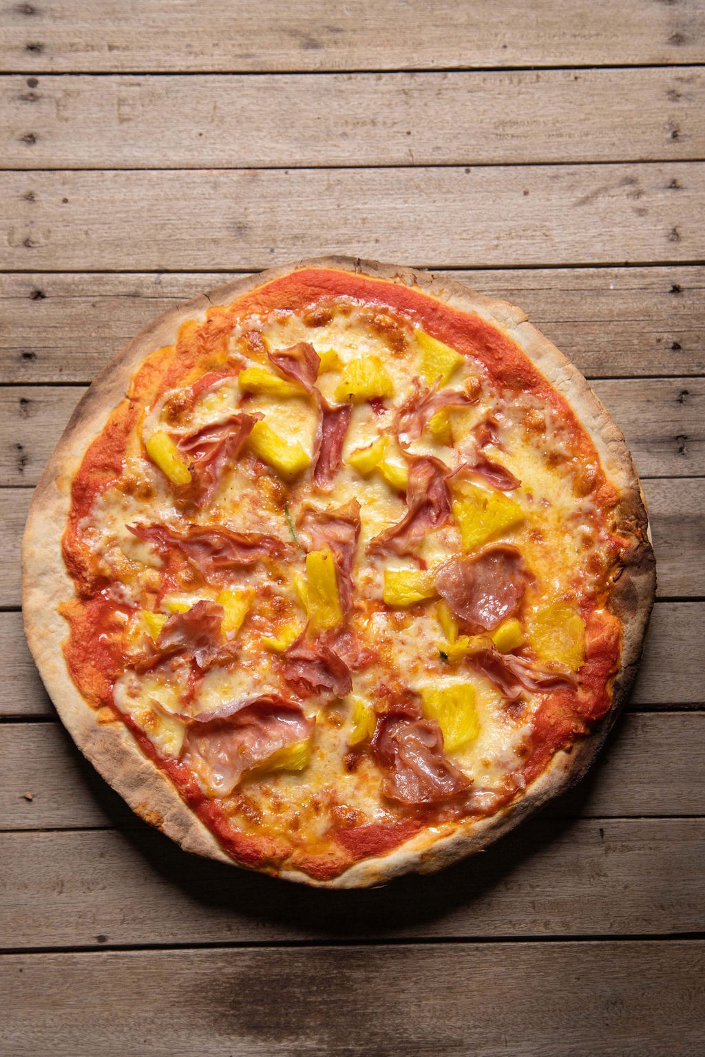 Thin crust Hawaiian pizza