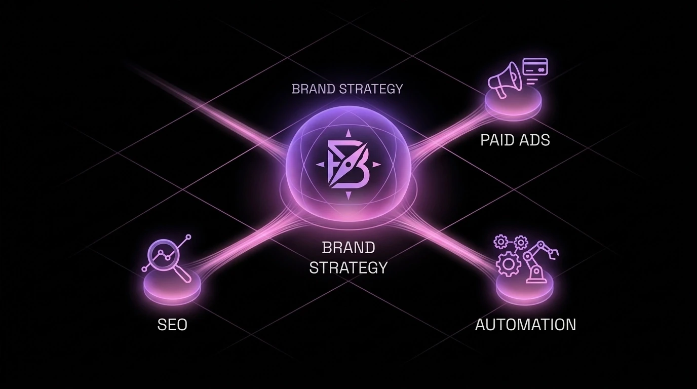 A luminous tower representing a brand's moat standing strong against the chaotic noise of AI content.