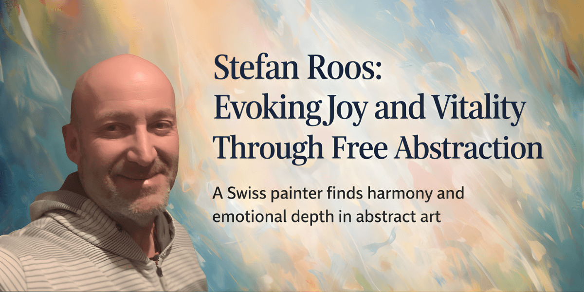 Stefan Roos, Swiss painter, blending vibrant colors and free abstraction to evoke joy and emotional depth.