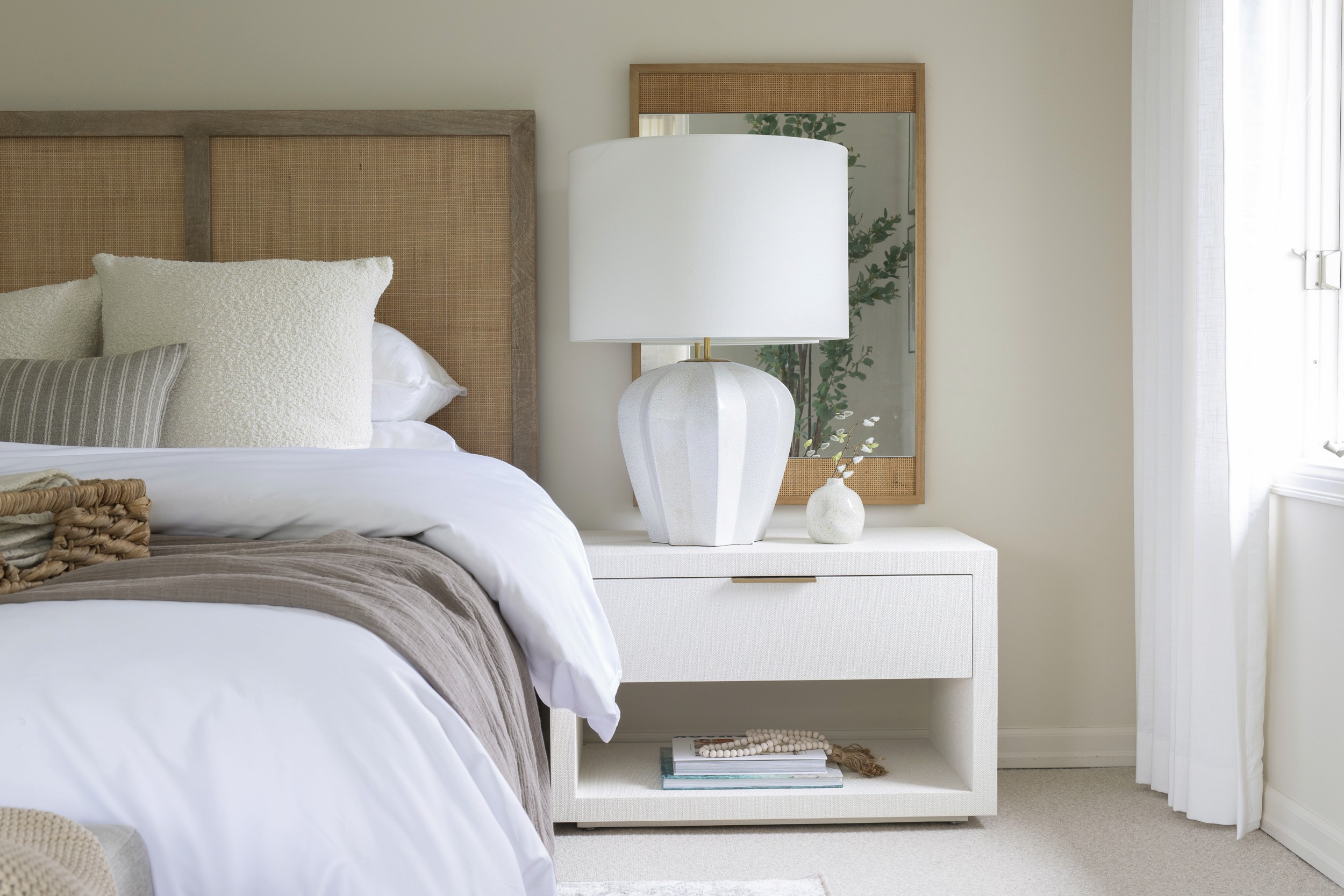 We’re so excited to share details from The Medina House: Primary Bedroom –– one of our favorite interior design + professional organizing projects in Medina, WA.