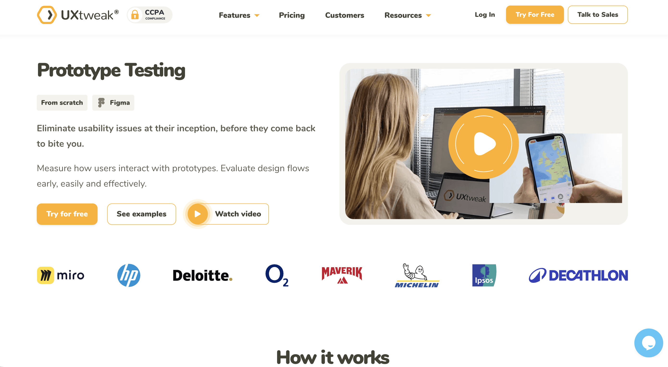 UXTweak Prototype Testing Landing Page Dashboard