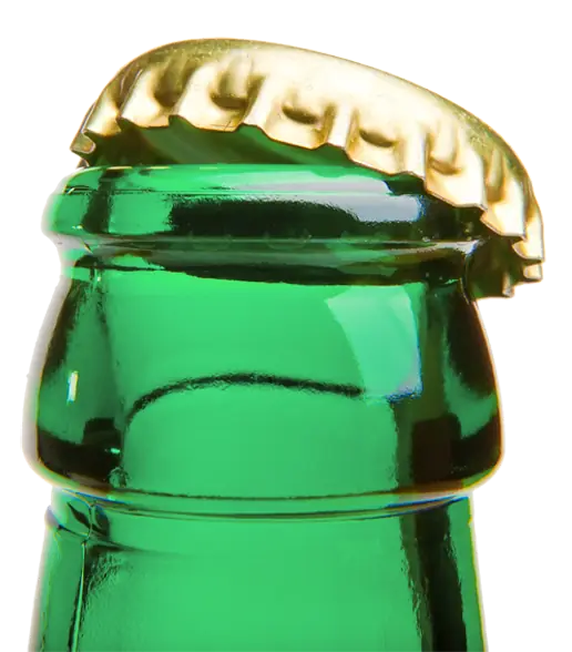 Botellin de cerveza verde con tapón corona dorado