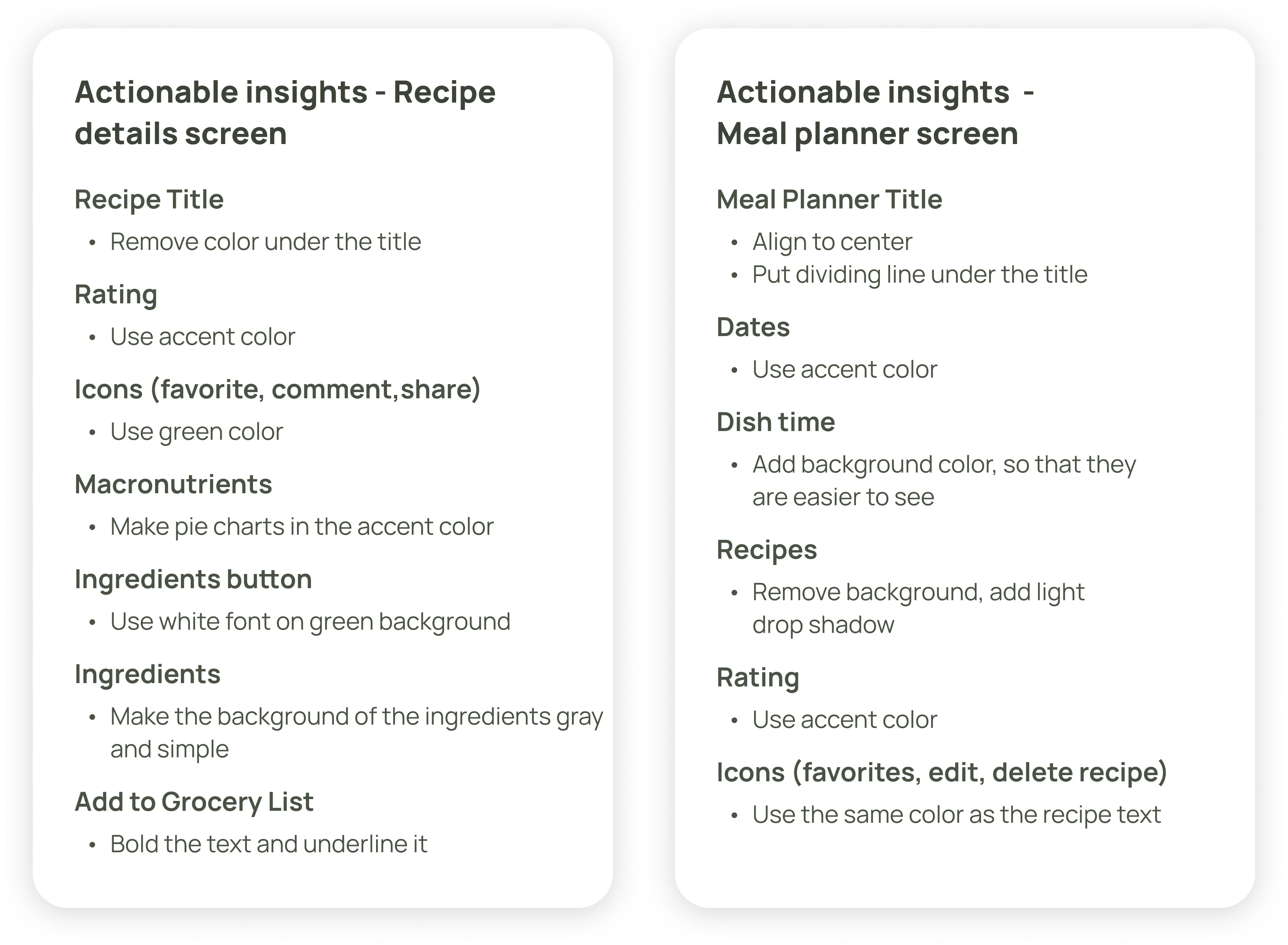 Color testing actionable insights