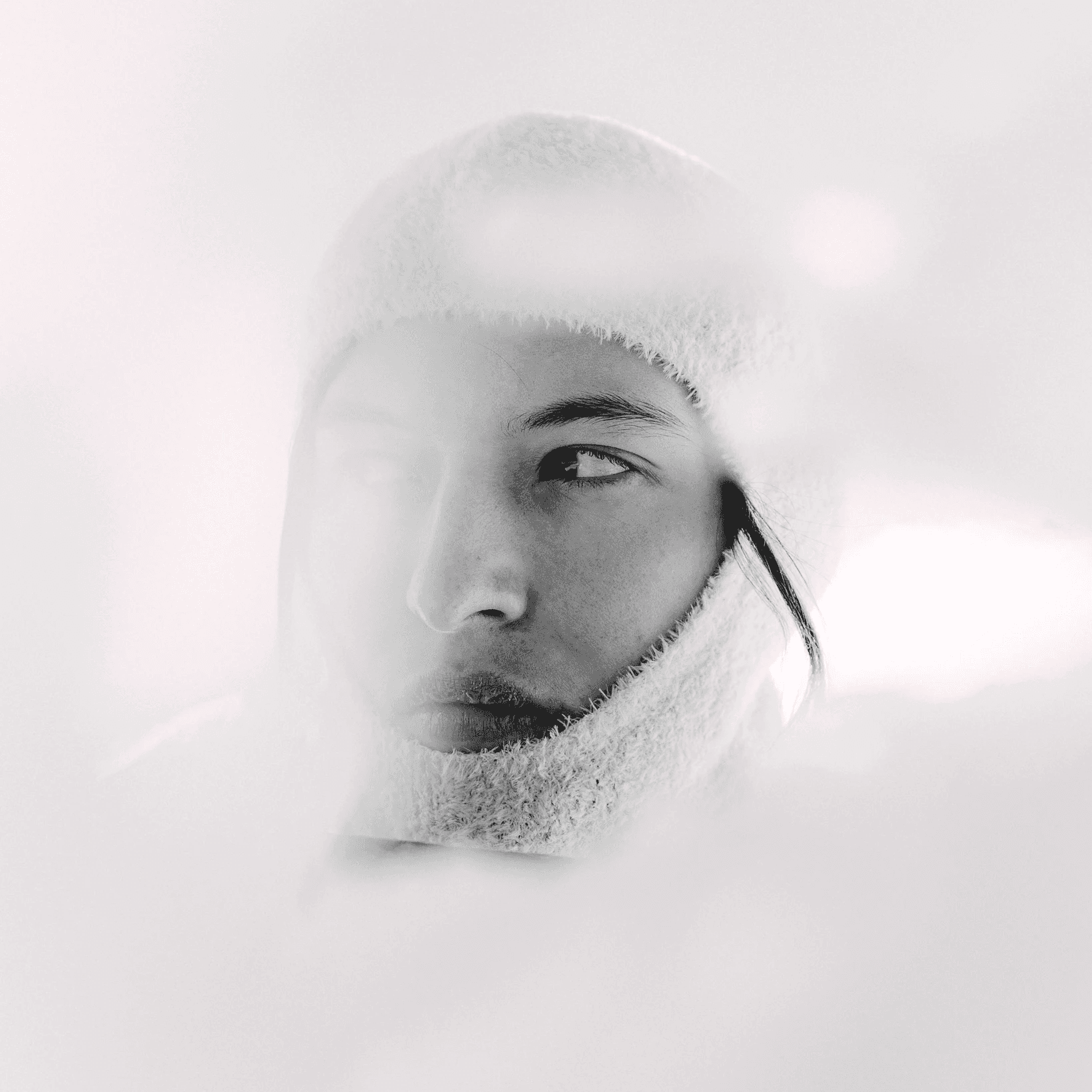 unconventional snowy portrait of a woman.