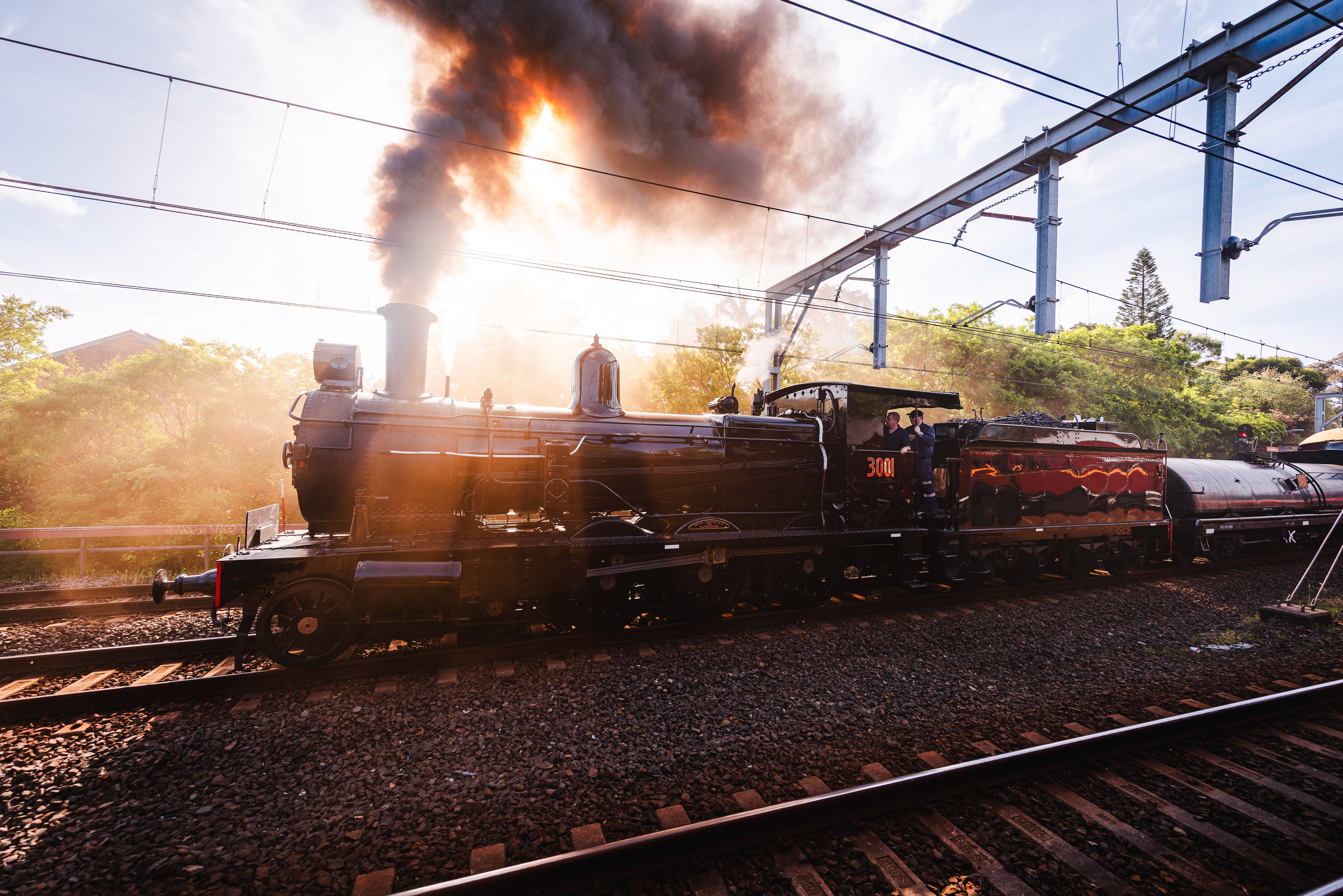 A man inspects the lever frames on display at the NSW Rail Museum.