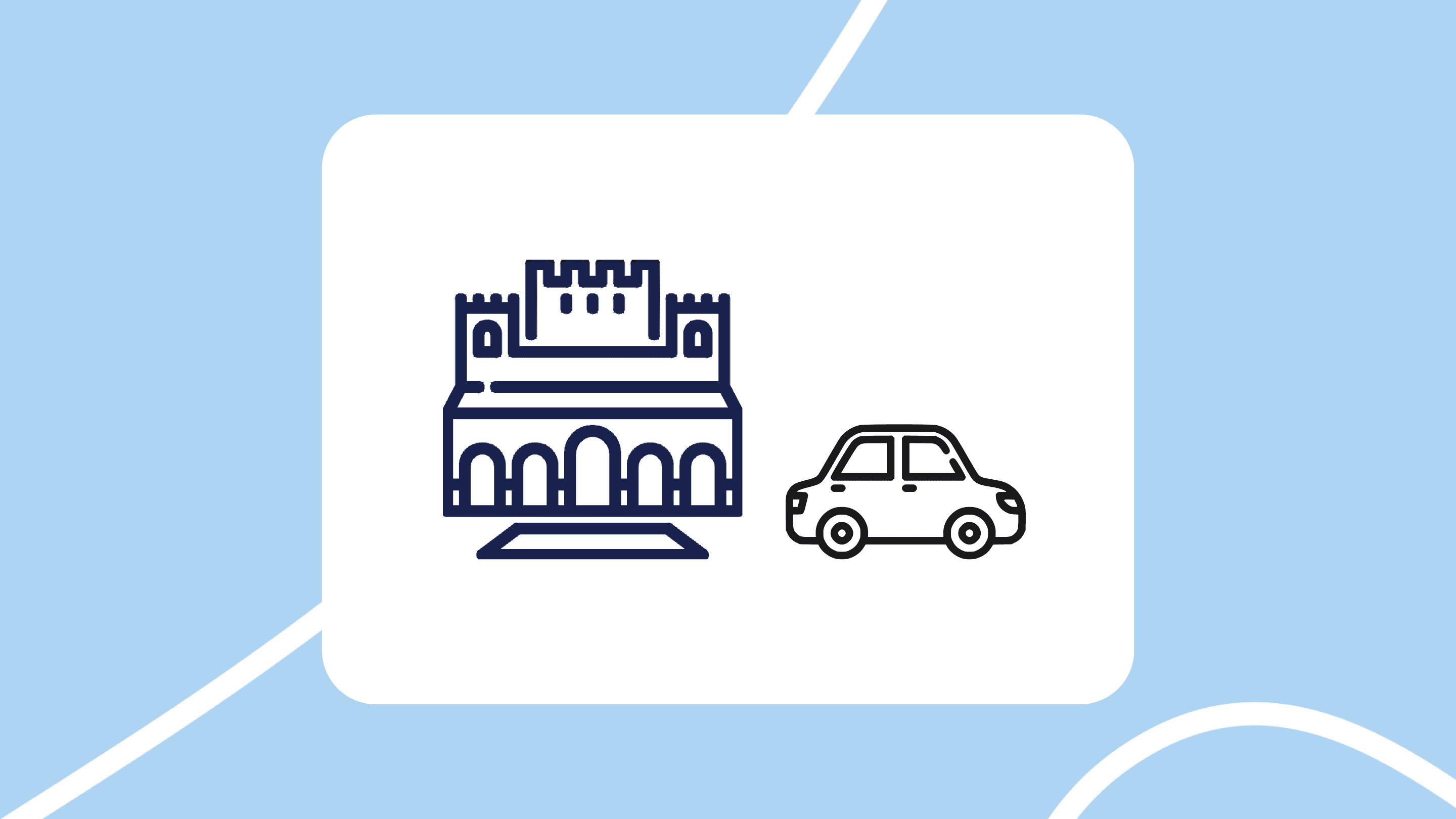 Ilustración minimalista de Granada (Alhambra) y un coche, ideal para un artículo sobre cómo vender tu coche en Granada con el mejor precio.