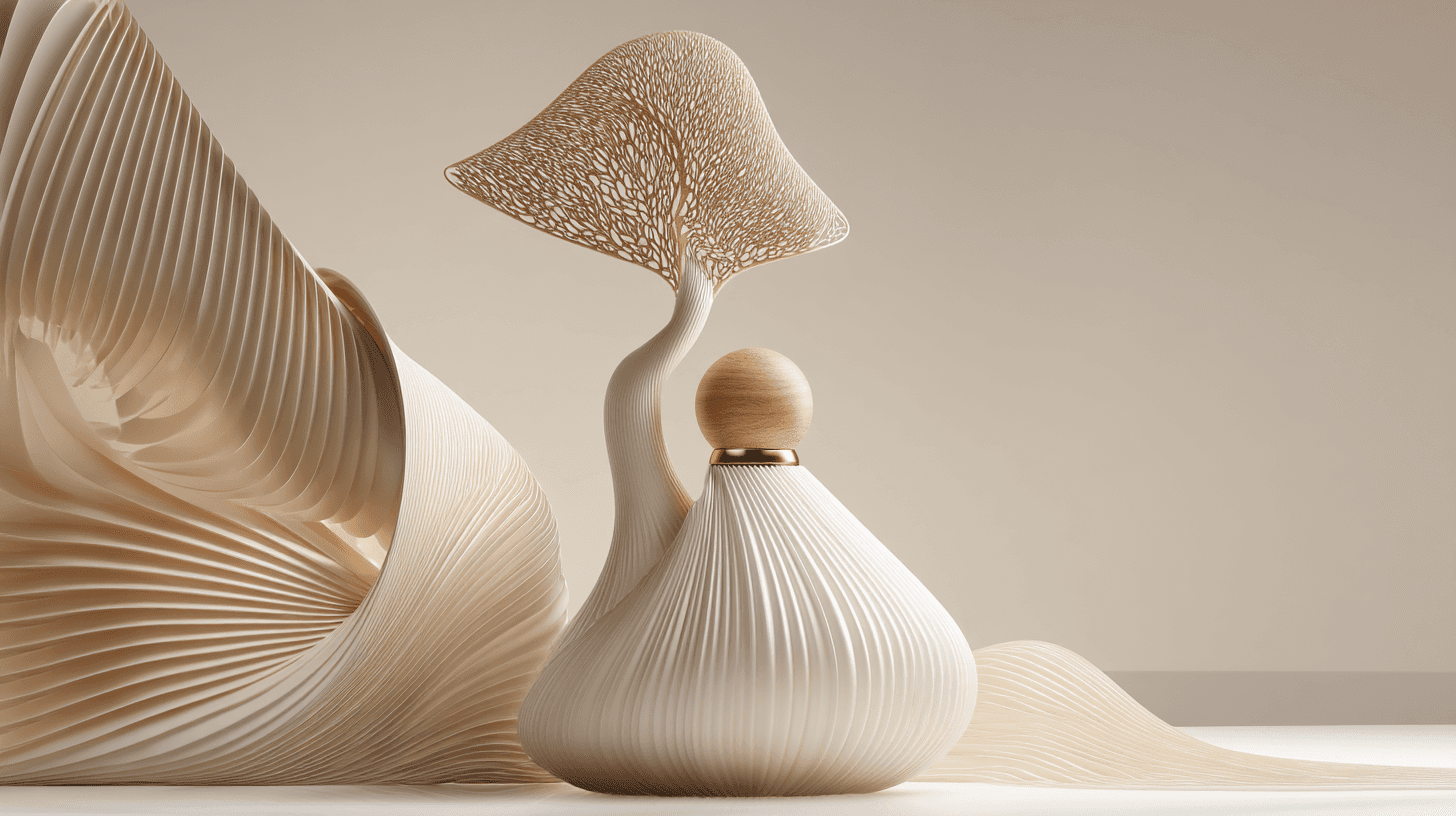 Canopy. The stopper is drawn up on a thin stem and opens into a canopy.