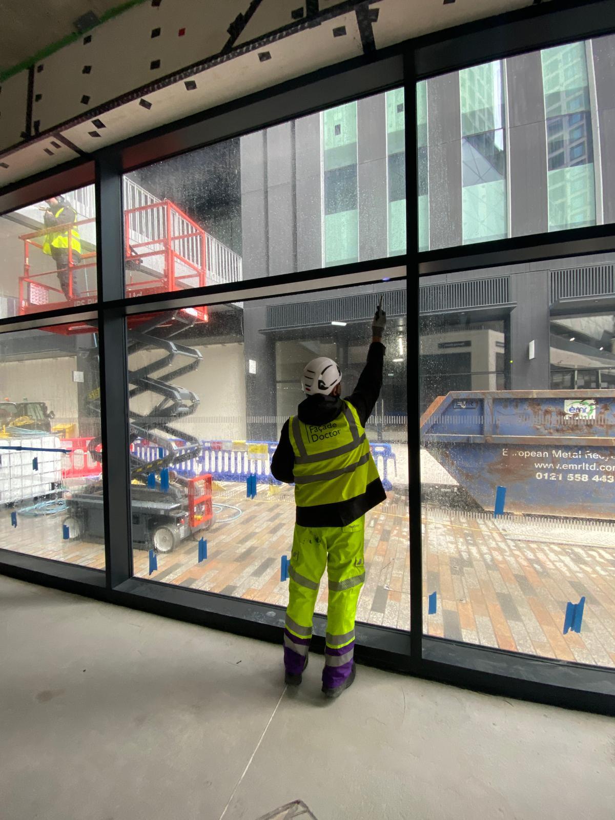 Internal inspection of glazing during water testing
