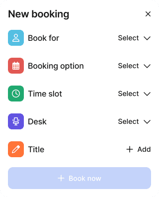 Booking details (e.g., time slot and specific table) in the planner assist in finding the right resource