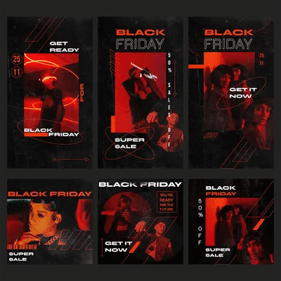 Black Friday Red Grunge Instagram Story Template