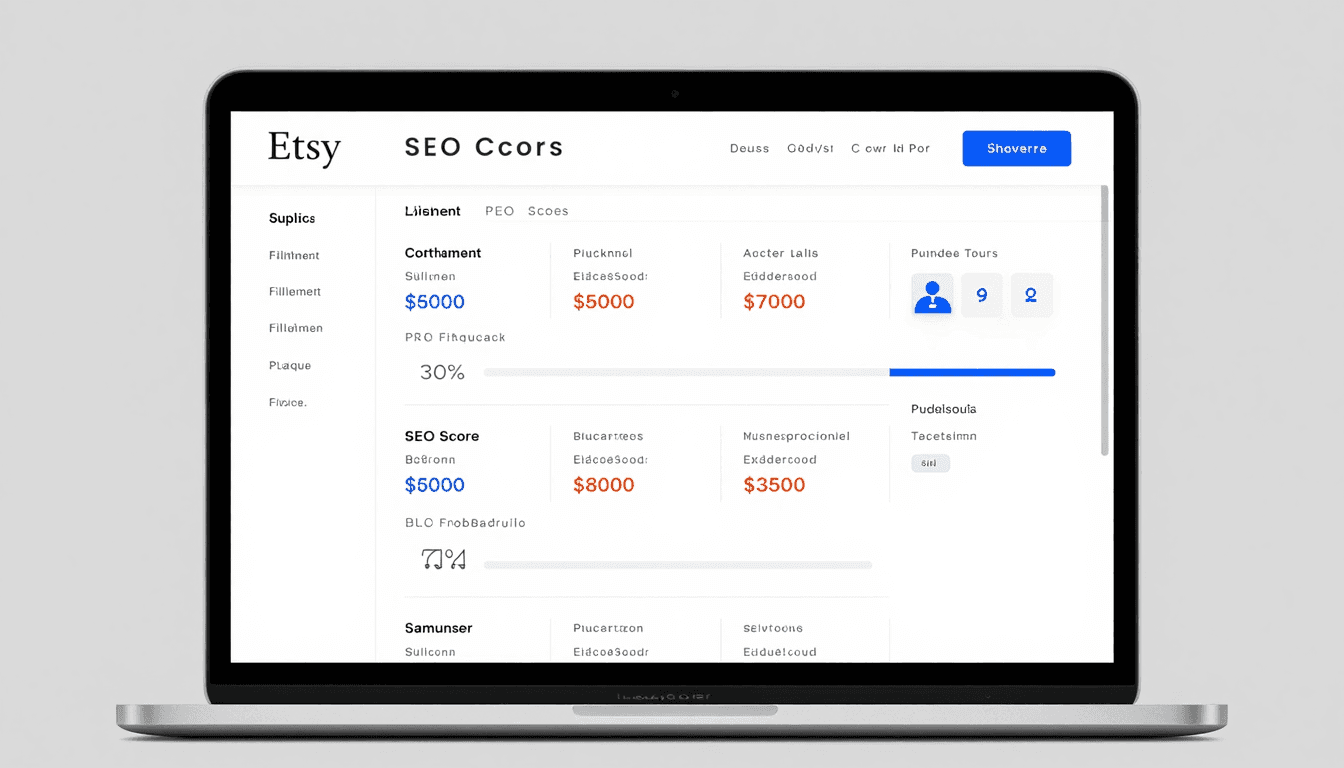 Automated listing dashboard showing optimized Etsy products