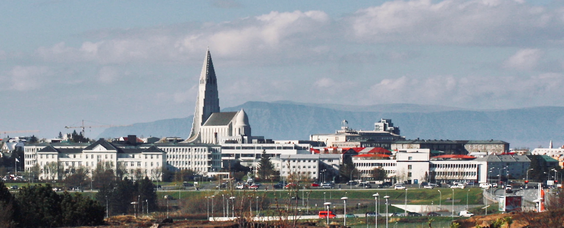 View of Reykjavik with Hallgrimskirkja church centered