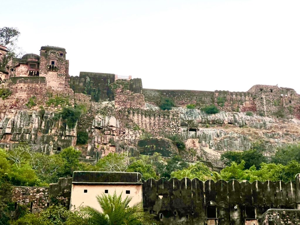 Ranthambore Fort with its massive walls as seen during the tiger safari.